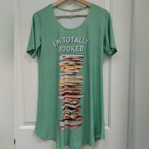 Brief Insanity Women’s Night Shirt With Book Graphic "I’m Totally Booked"